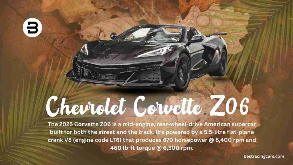 A red 2025 Chevrolet Corvette Z06, a mid-engine American supercar, parked and showcasing its aggressive aerodynamic design as one of the best racing cars in Hawaii.