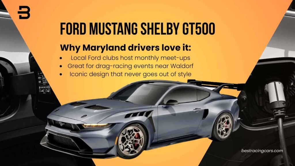 Ford Mustang Shelby GT500 on Maryland track – iconic American muscle car