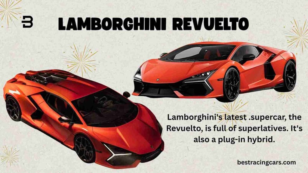 Lamborghini Revuelto, a new plug-in hybrid supercar, on a scenic California coastal road.