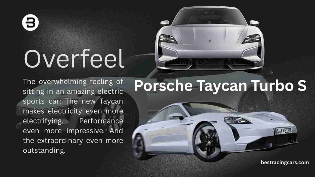 Porsche Taycan Turbo S, a sleek and modern electric sports car in a dynamic driving pose