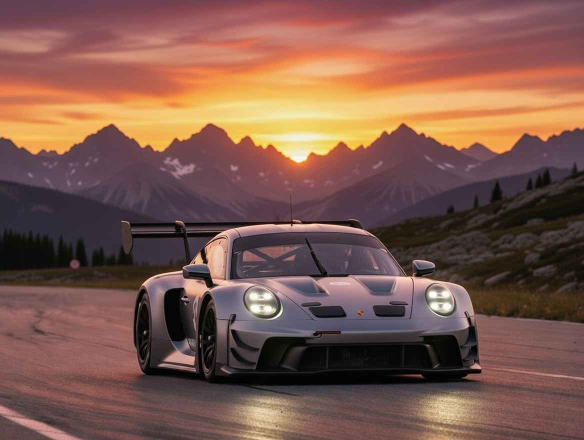 Porsche 911 GT3 one of top 5 best racing cars in Montana United States 2025 sunset mountain track
