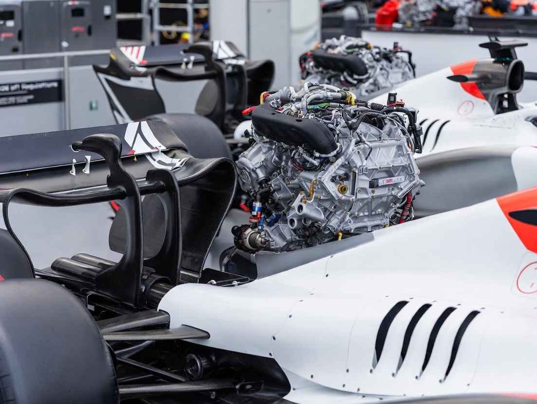 "2026 F1 hybrid power unit and chassis on display – new engines, lighter design, and active aero features for the major regulations changes explained"