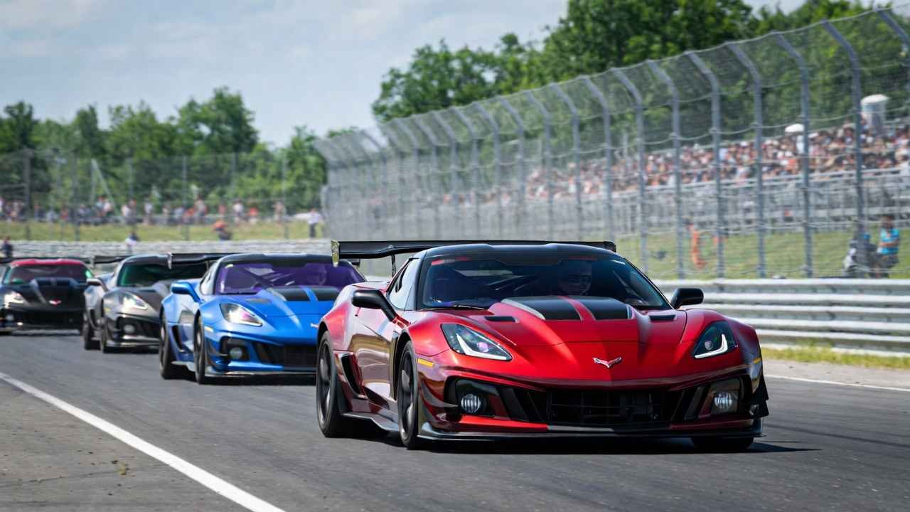 Chevrolet Corvette ZR1 leading high-performance racing cars on Michigan track in 2025