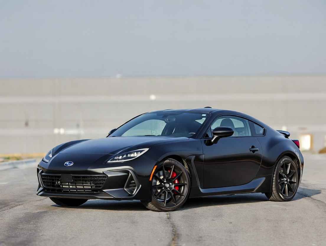 "Black Subaru BRZ coupe in 2026 spec – very similar to Toyota GR86, excellent value sports car for beginners and track days with sharp handling and RWD fun"