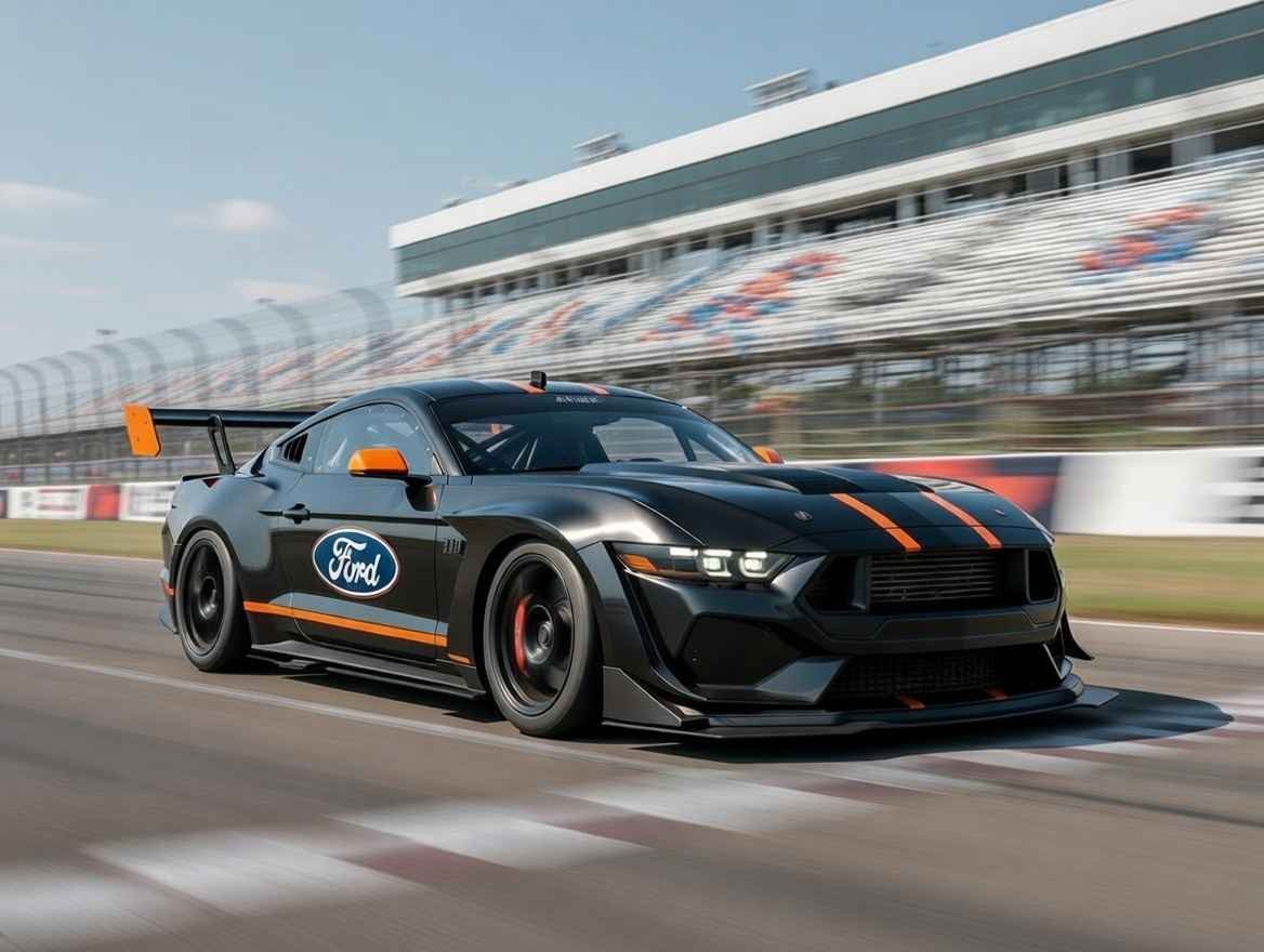 Ford Mustang Dark Horse one of top 5 best racing cars Minnesota USA 2025 aggressive track charge with flames