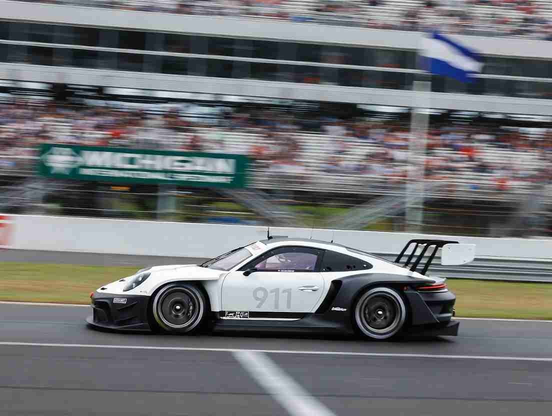 Porsche 911 GT3 racing on Michigan track adding precision to top 5 best racing cars 2025