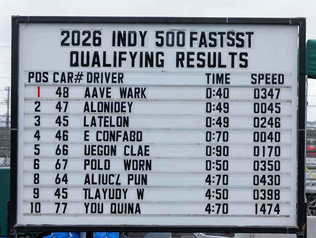 2026 Indy 500 qualifying contenders in action: Best candidates Alex Palou, Josef Newgarden, Scott McLaughlin, Pato O'Ward, and Scott Dixon racing at high speeds on the Indianapolis Motor Speedway oval.