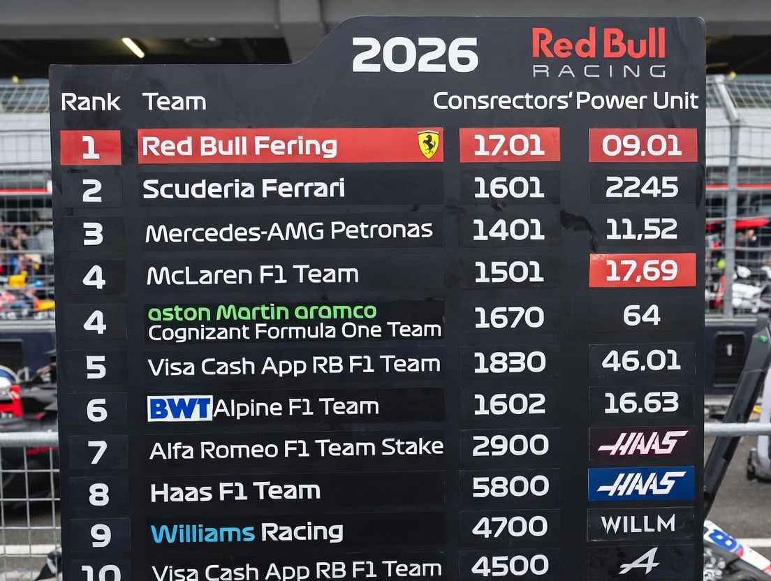 2026 F1 constructors standings & power unit predictions – Early rankings for US F1 fans