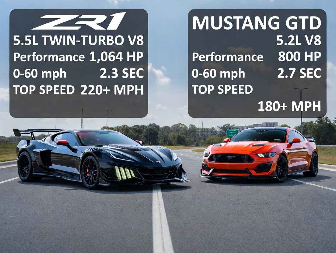Corvette ZR1 vs Mustang GTD for American roads 2026 – US highway supercar comparison