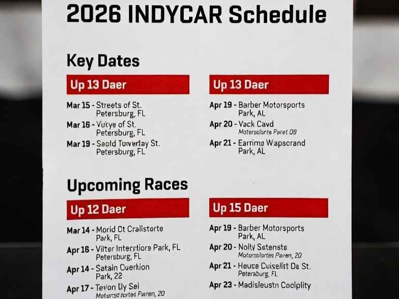 IndyCar results 2026 schedule – key dates and upcoming races graphic rated 4.3, from March St. Petersburg to October finale